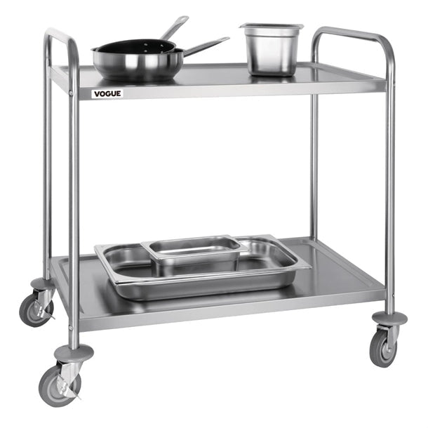 Stainless Steel & Shelving Vogue Stainless Steel 2 Tier Clearing Trolley Large - F998 Vogue
