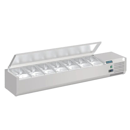 Polar G-Series Countertop Prep Fridge with Lid 7x 1/4GN with Hard Stainless Lid FA855-A Mattys