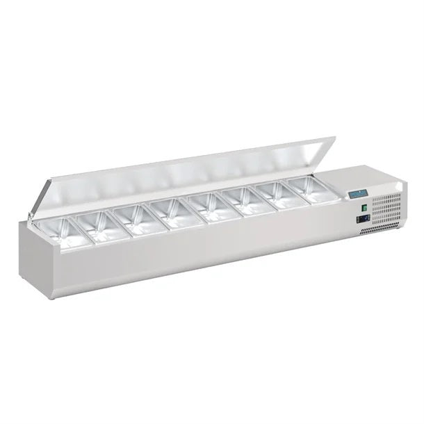 Polar G-Series Countertop Prep Fridge with Lid 8x 1/4GN with Hard Stainless Lid FA856-A Mattys