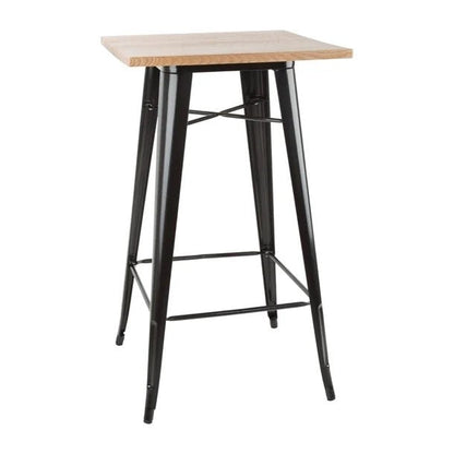 Bolero Bistro Bar Table with Wooden Top Black FB595 Mattys