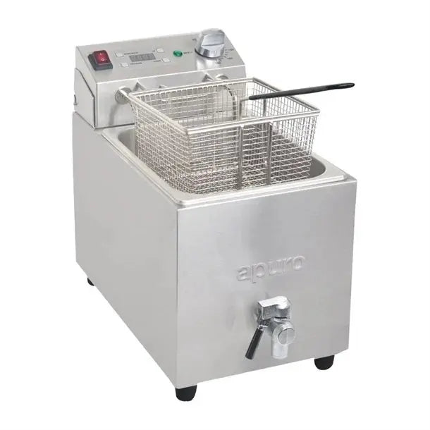 Apuro Single Tank Single Basket 8Ltr Countertop Fryer with Timer 2.9kW FC374-A Mattys