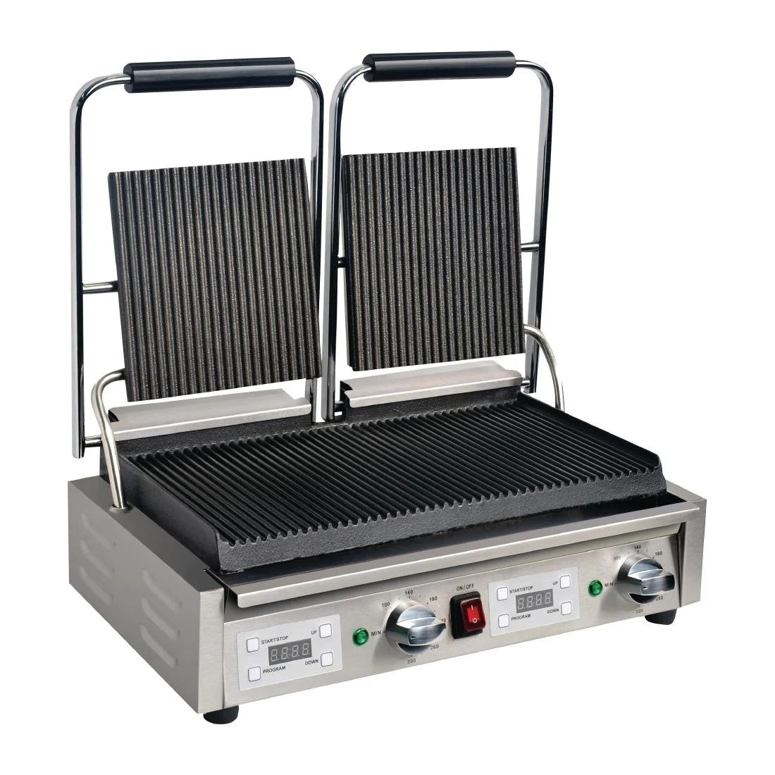 Apuro Double Contact Grill Ribbed Plates with Timer FC383-A Mattys