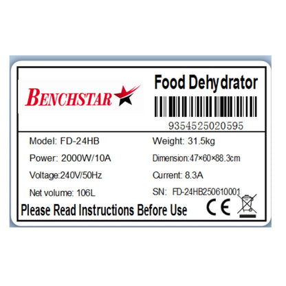 Benchstar Food Dehydrator with 24 trays – FD-24HB Benchstar
