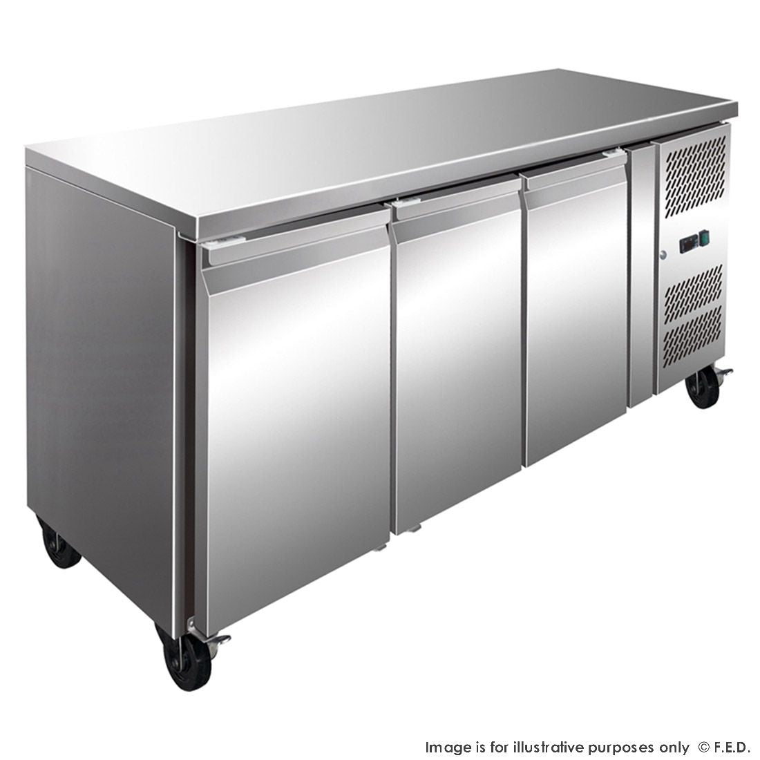 F.E.D. Temperate Thermaster FE3100BT S/S Three Door Bench Freezer 386L Mattys
