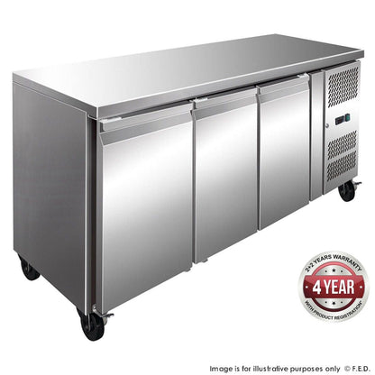 F.E.D. Temperate Thermaster FE3100TN S/S Three Door Bench Fridge 386L Mattys