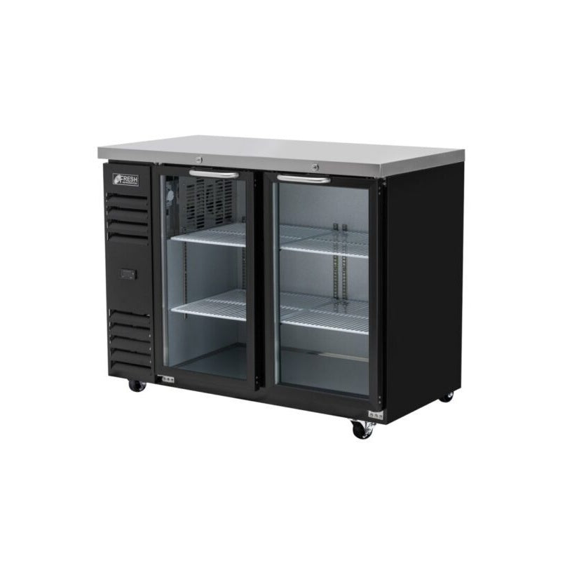 FRESH NARROW BACK BAR FRIDGE 2 GLASS DOORS - FNB-48BG Mattys