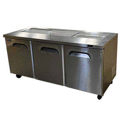 FRESH 3 DOOR SLIDE PREP TABLE FRIDGE - FST-72 Mattys