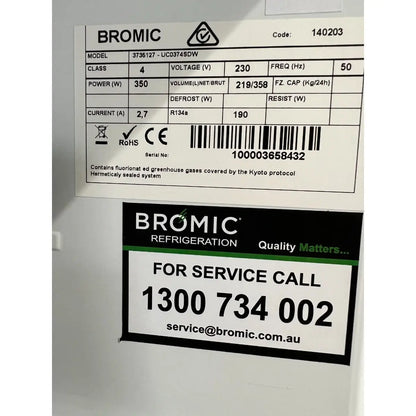 Factory Seconds - Bromic UC0374SDW White Solid Door Chiller - 372L Mattys