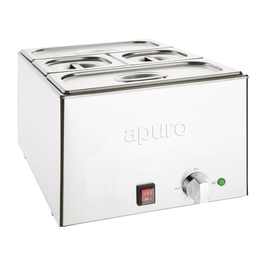 Apuro Bain Marie with Pans 2x1/3 & 2x1/6 Pans 150mm Deep Inc Lids FT691-A Mattys