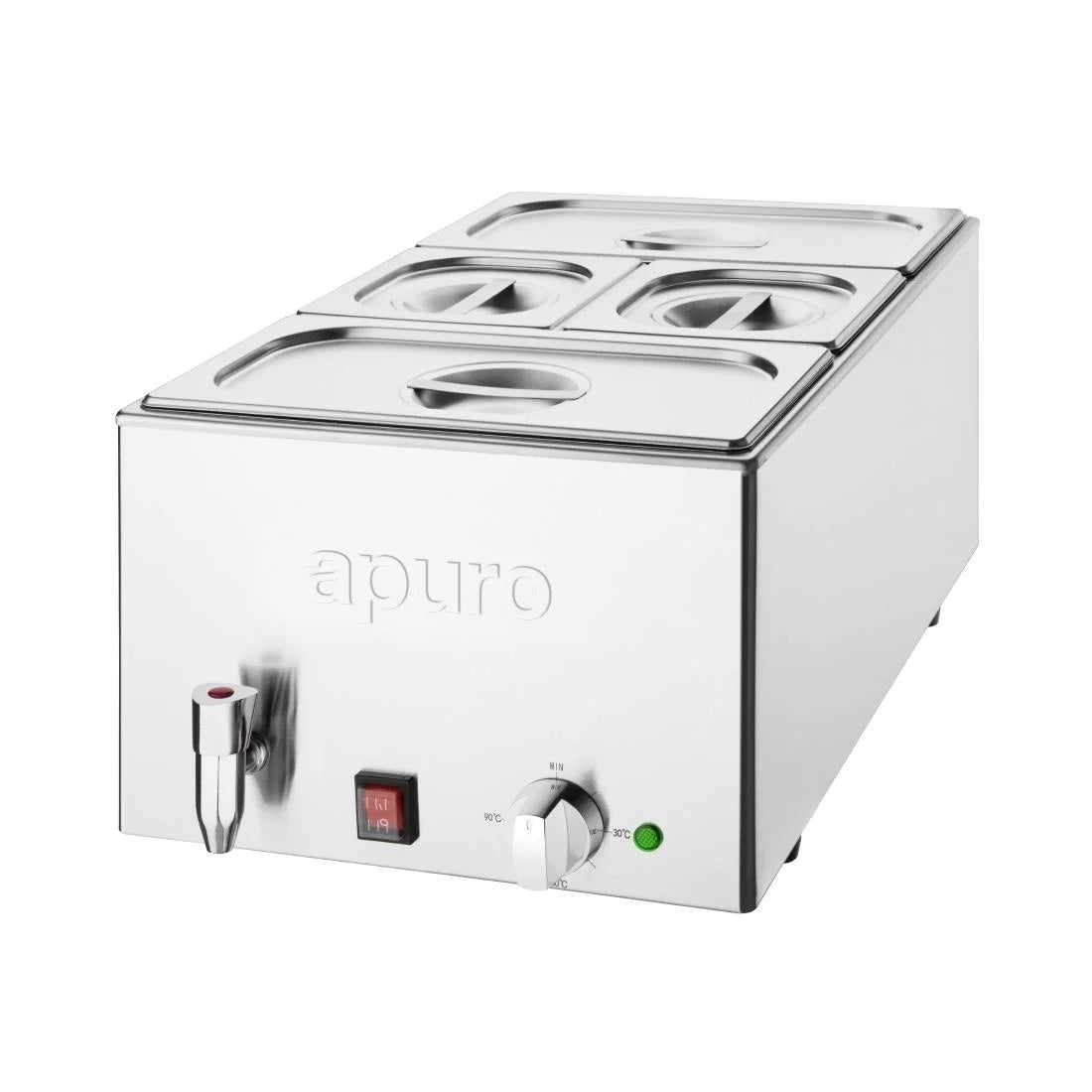 Apuro Bain Marie with Tap & Pans 2x GN 1/3 2x GN 1/6 FT692-A Mattys