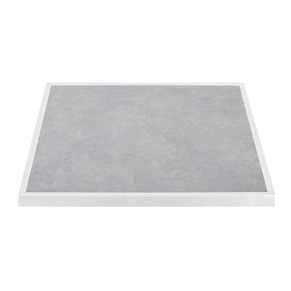 Bolero Light Grey Stone Effect Outdoor Tempered Glass Table Top White Trim 700mm FU514 Mattys