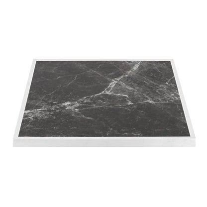 Bolero Dark Granite Effect Outdoor Tempered Glass Table Top White Trim 700mm FU516 Mattys