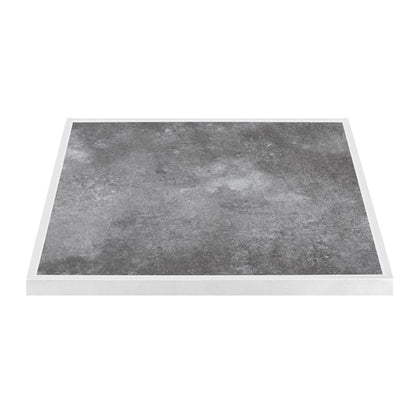Bolero Dark Stone Effect Outdoor Tempered Glass Table Top White Trim - 700mm FU517 Mattys