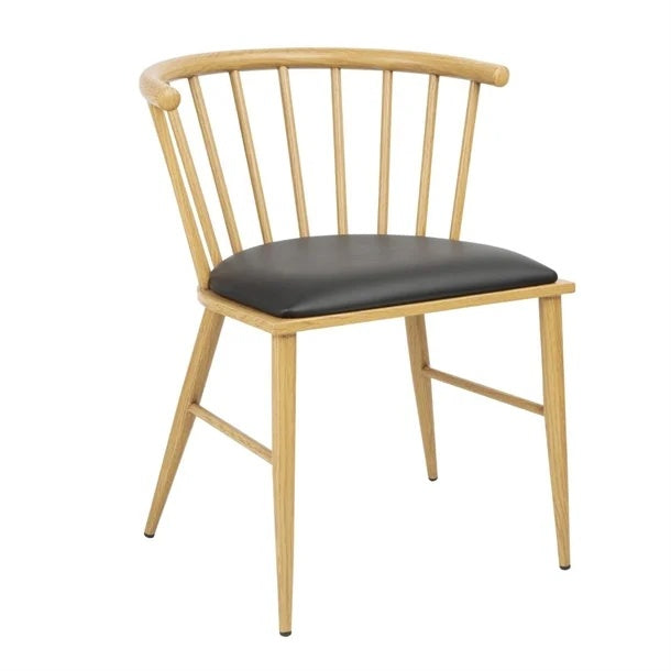 Bolero Harrowdene Padded Metal Side Chairs Wood Effect (Pack of 2) FU528 Mattys