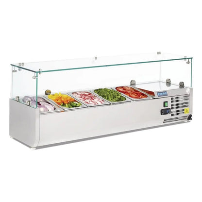Polar G-Series Countertop Prep Fridge 5x 1/4GN with Glass Sneeze guard G608-A Mattys