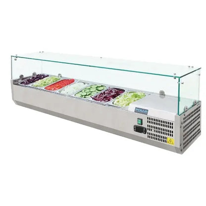Polar G-Series Countertop Prep Fridge 7x 1/4GN with Glass Sneeze guard G609-A Mattys