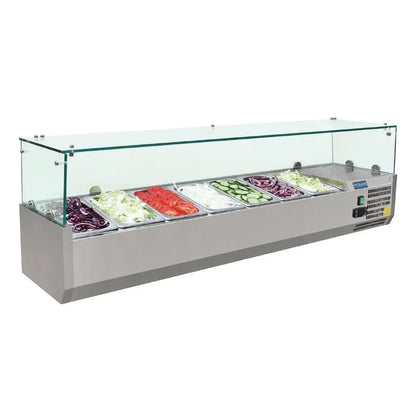Polar G-Series Countertop Prep Fridge 7x 1/4GN with Glass Sneeze guard G609-A Mattys