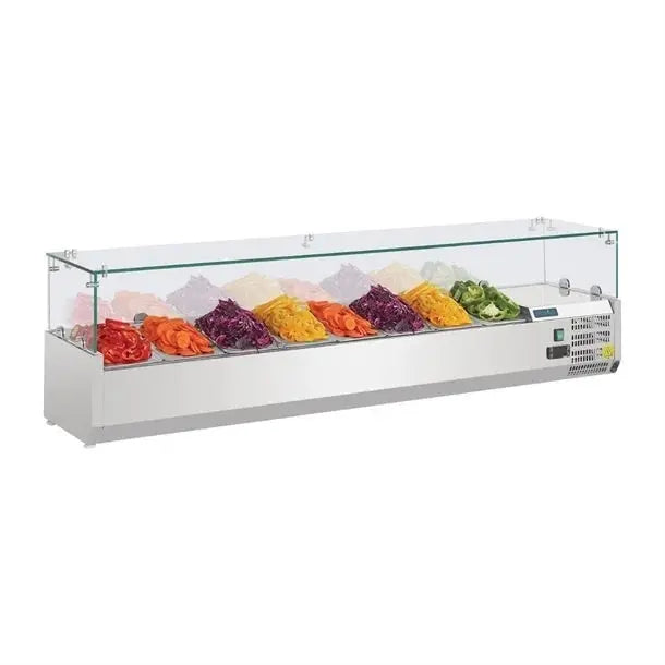 Polar G-Series Countertop Prep Fridge 8x 1/4GN with Glass Sneeze guard G610-A Mattys