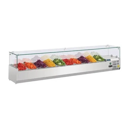 Polar G-Series Countertop Prep Fridge 10x 1/4GN with Glass Sneeze guard G611-A Mattys