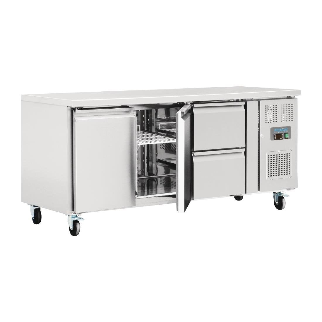 Polar U-Series 2 Door and 2 Drawer Counter Fridge 417Ltr GD874-A Mattys