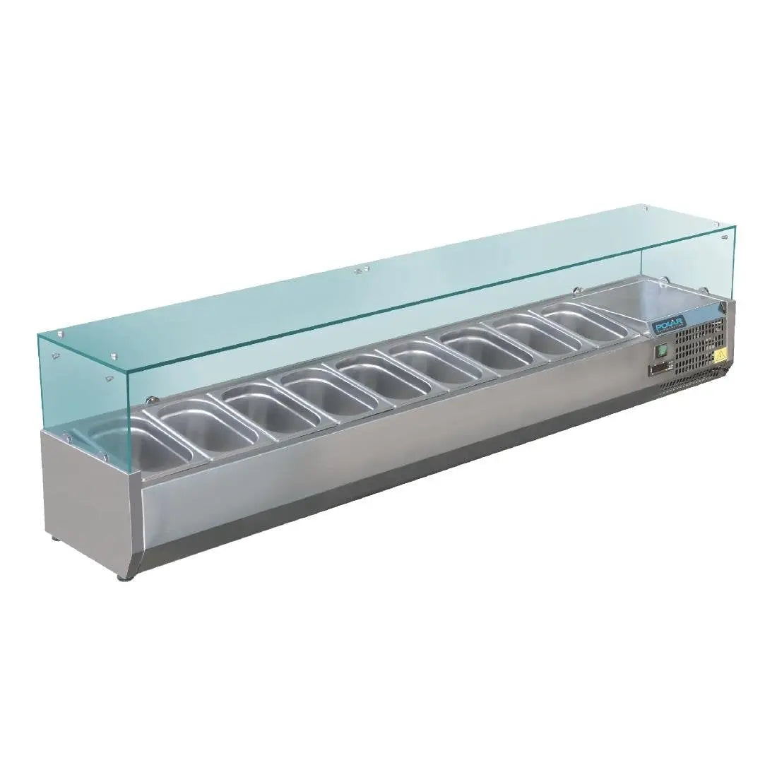 Polar G-Series Countertop Prep Fridge 9x 1/3GN with Glass Sneeze guard GD878-A Mattys