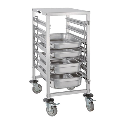 Stainless Steel & Shelving Vogue Gastronorm Racking Trolley 7 Level - GG498 Vogue