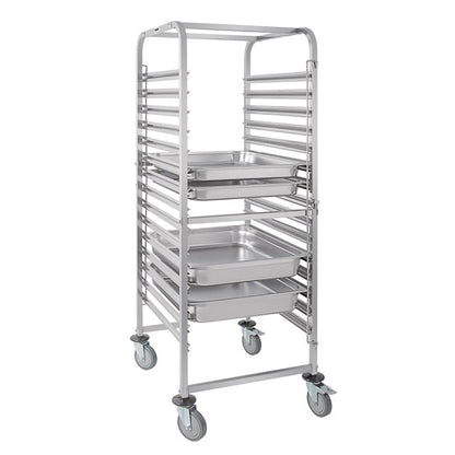 Stainless Steel & Shelving Vogue Gastronorm Racking Trolley 15 Level - GG499 Vogue