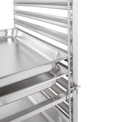 Stainless Steel & Shelving Vogue Gastronorm Racking Trolley 15 Level - GG499 Vogue