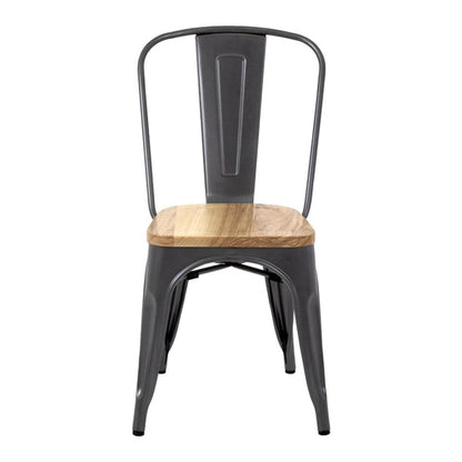 Shelving Bolero Steel Dining Side Chairs with Wooden Seat pads Grey (Pack of 4) - GG708 Bolero
