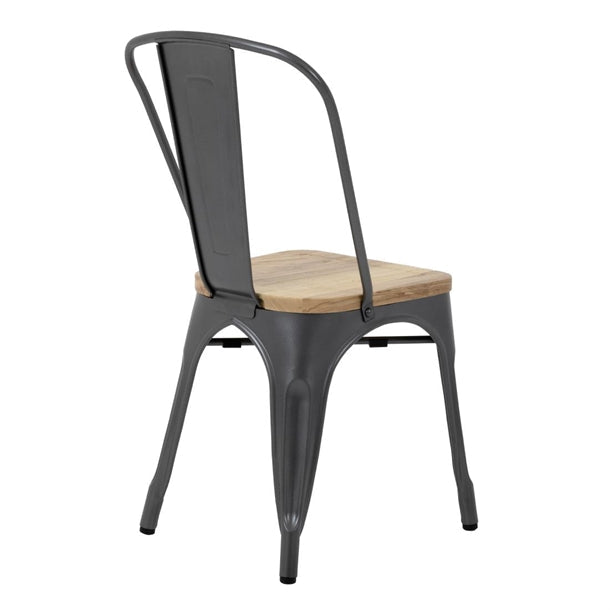 Shelving Bolero Steel Dining Side Chairs with Wooden Seat pads Grey (Pack of 4) - GG708 Bolero