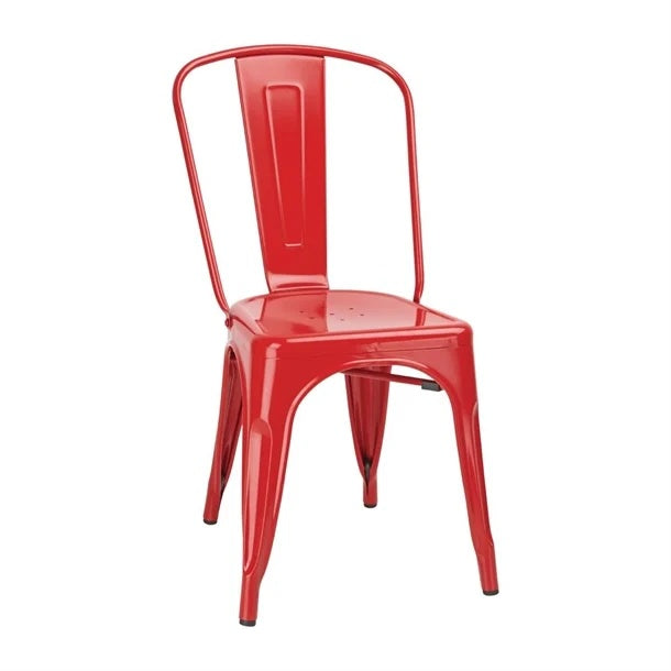 Bolero Bistro Metal Dining Side Chair Red (Pack of 4) GL330 Mattys