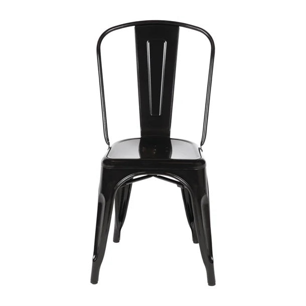 Bolero Black Steel Bistro Side Chair (Pack of 4) GL331 Mattys
