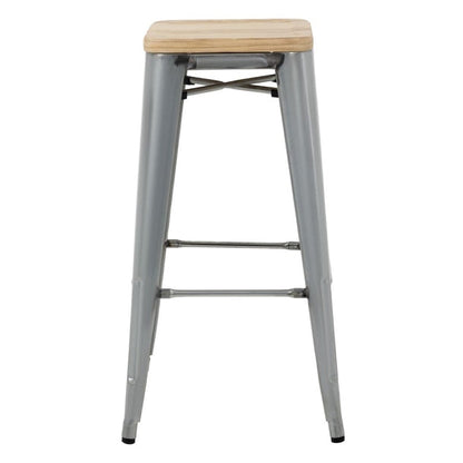Shelving Bolero High Metal Bar Stools with Wooden Seat Pad - GM638 Bolero