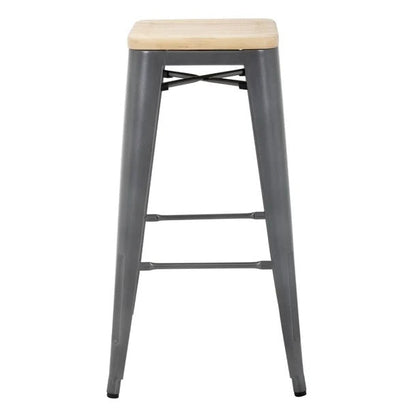Bolero Bistro High Stool Gun Metal with Wooden Seat Pad (Pack 4) GM639 Mattys