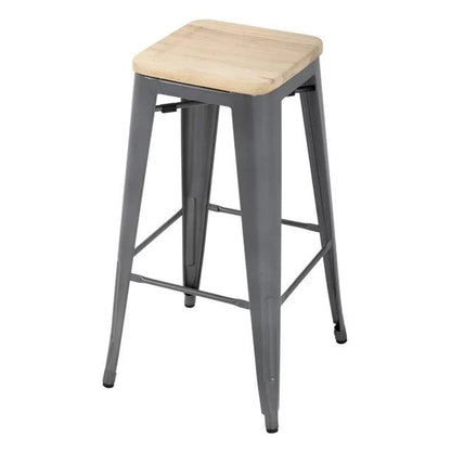 Bolero Bistro High Stool Gun Metal with Wooden Seat Pad (Pack 4) GM639 Mattys
