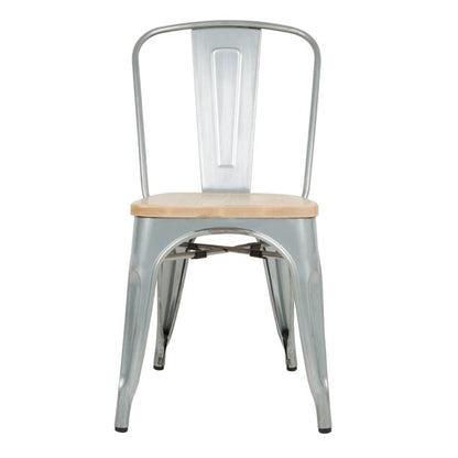 Shelving Bolero Galvanised Steel Dining Sidechairs with Wood Seat Pad - GM642 Bolero