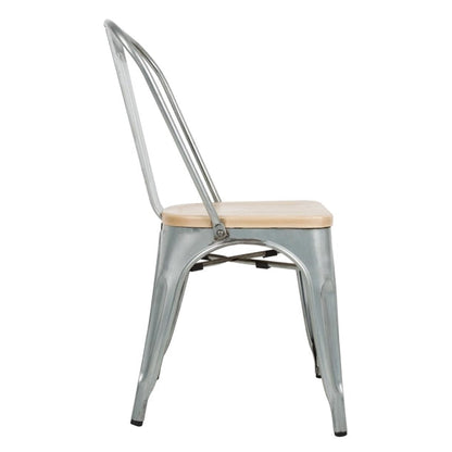 Shelving Bolero Galvanised Steel Dining Sidechairs with Wood Seat Pad - GM642 Bolero