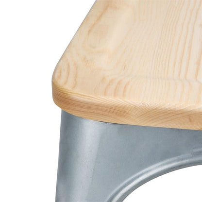 Shelving Bolero Galvanised Steel Dining Sidechairs with Wood Seat Pad - GM642 Bolero