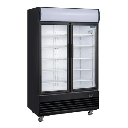 Polar G-Series Upright Hinged Door Display Cooler with Light Box 950Ltr Black GM813-A Mattys