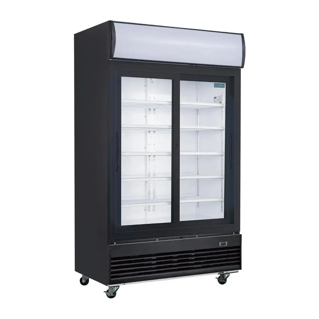 Polar G-Series Upright Sliding Door Display Cooler with Light Box 950Ltr Black GM814-A Mattys
