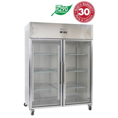 EXQUISITE Two Doors Stainless Steel Upright Chiller Glass Door - GSC1410G Mattys