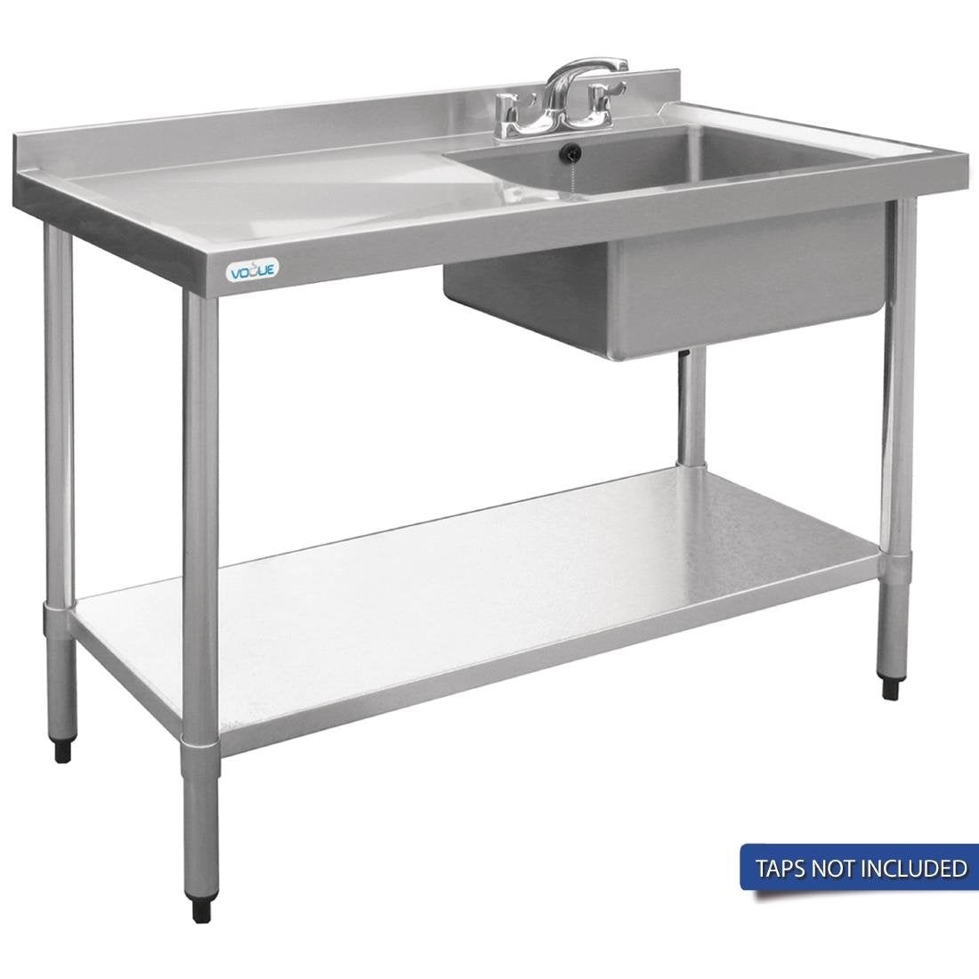 Vogue Single Bowl Sink L/H Drainer - 1200mm 90mm Drain HC902 Mattys