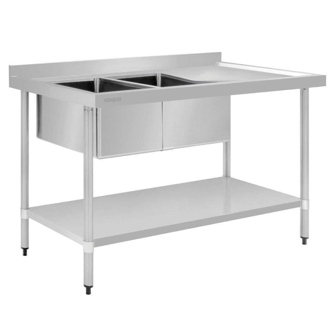 Vogue Double Bowl Sink R/H Drainer - 1500mm 90mm Drain HC904 Mattys