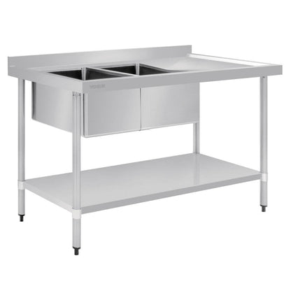 Vogue Double Bowl Sink R/H Drainer - 1500mm 90mm Drain HC904 Mattys