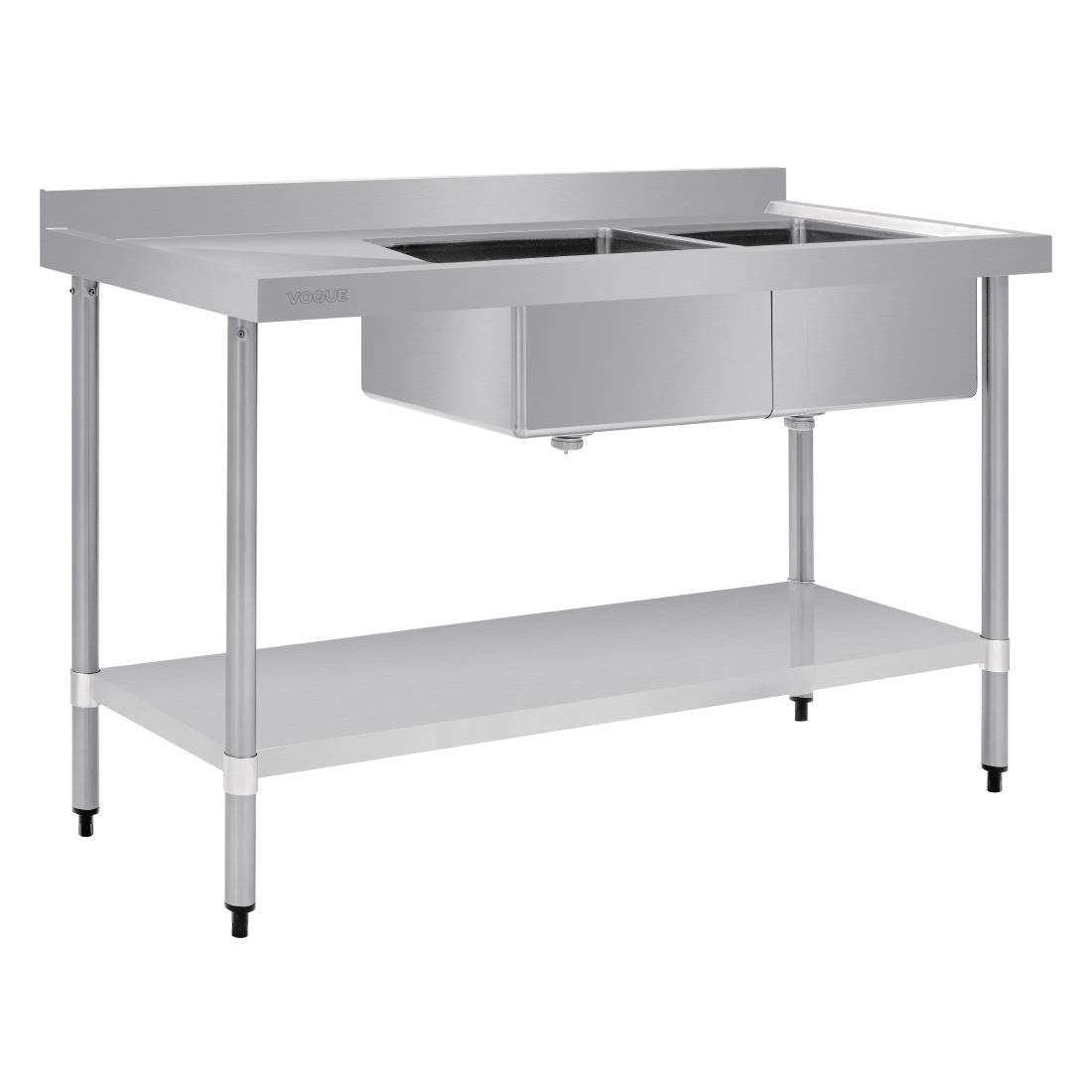 Vogue Double Bowl Sink L/H Drainer - 1500mm 90mm Drain HC905 Mattys