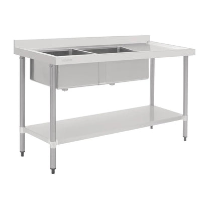 Vogue Double Bowl Sink R/H Drainer - 1800mm 90mm Drain HC907 Mattys