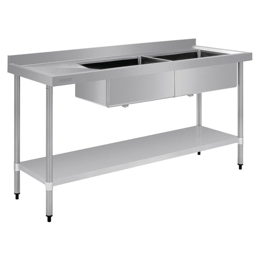 Vogue Double Bowl Sink L/H Drainer - 1800mm 90mm Drain HC908 Mattys