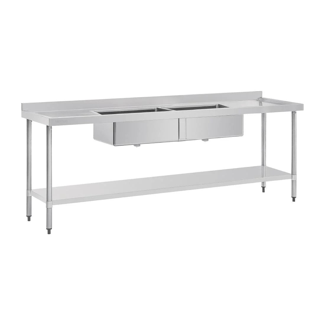 Vogue Double Bowl Sink Double Drainer - 2400mm 90mm Drain HC909 Mattys