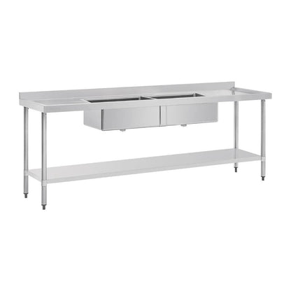 Vogue Double Bowl Sink Double Drainer - 2400mm 90mm Drain HC909 Mattys