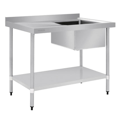 Vogue Single Bowl Sink L/H Drainer - 1200mm x700mm 90mm Drain HC914 Mattys